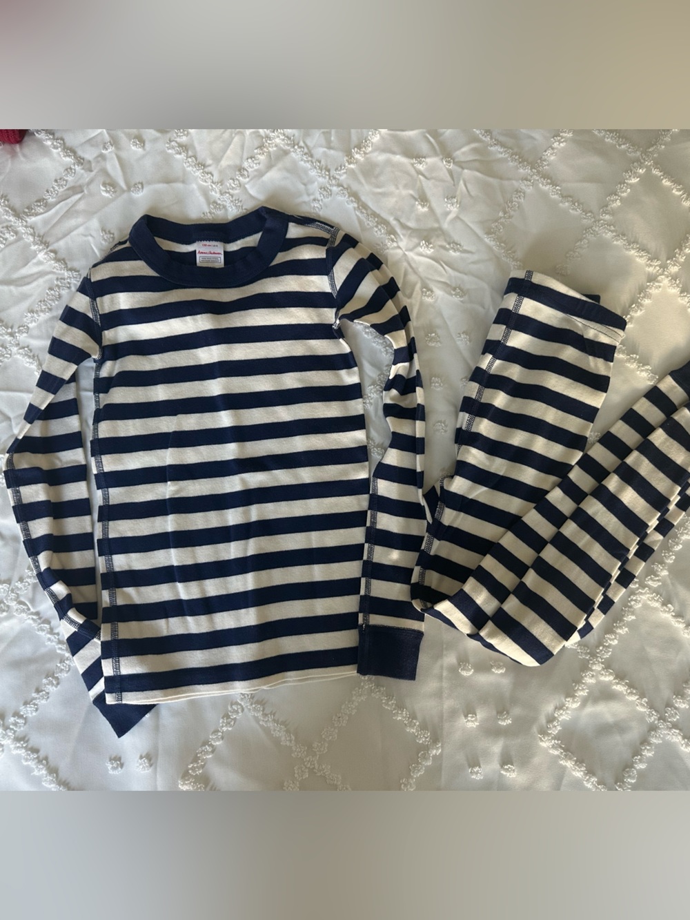 Hanna Andersson Navy and White Striped Kids Pajama Set